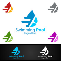Swimming Pool Service Logo with Cleaning Pool and Maintenance Concept