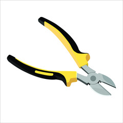 Vector Diagonal Pliers on a white background,with clipping path