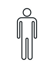 Person avatar icon. Flat human symbol. Gentleman logo. Toilet and bathroom sign. Black silhouette isolated on white background. Vector illustration image.