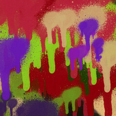 Colorful spray paint ink texture. Graffiti painting on the wall. Street art and vandalism. Digitally airbrushed paper background.
