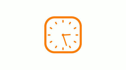 New orange color square clock icon on white background,Clock icon