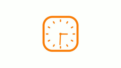 New orange color square clock icon on white background,Clock icon