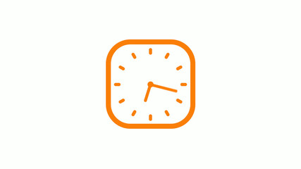 New orange color square clock icon on white background,Clock icon