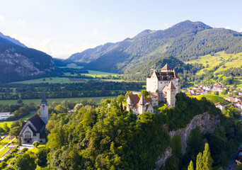 Fototapeta na wymiar View of medieval Gutenberg castle, palace of the Prince of Liechtenstein