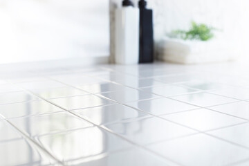 White tiles floor abstract background #5