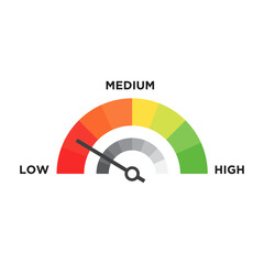 High risk concept on speedometer, vector illustration