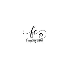 FC Initial handwriting logo template vector
