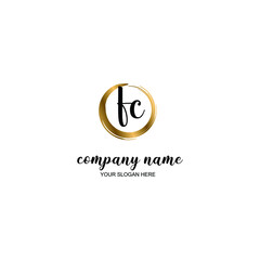 FC Initial handwriting logo template vector
