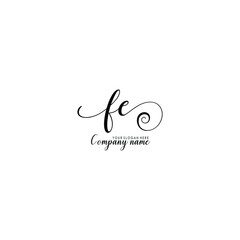 FE Initial handwriting logo template vector
