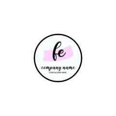 FE Initial handwriting logo template vector
