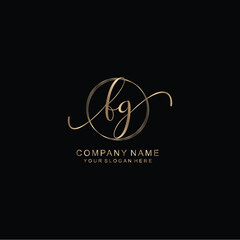 FG Initial handwriting logo template vector
