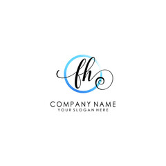 FH Initial handwriting logo template vector
