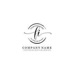 FI Initial handwriting logo template vector
