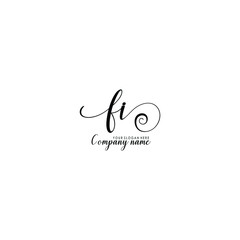 FI Initial handwriting logo template vector
