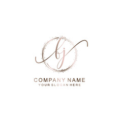 FJ Initial handwriting logo template vector
