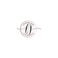 FJ Initial handwriting logo template vector