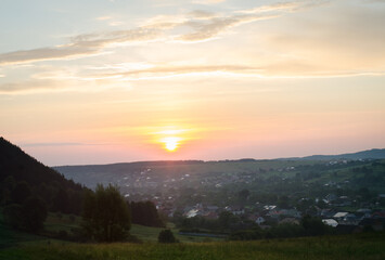 Early sunrise, over the village, early autumn