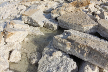 Salt Blocks in Natural Salt Pans of the Danakil Depression, Ethiopia