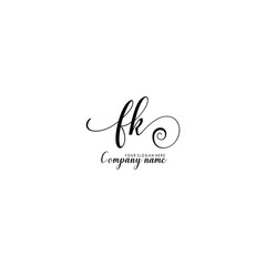 FK Initial handwriting logo template vector