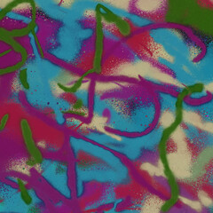 Colorful spray paint ink texture. Graffiti painting on the wall. Street art and vandalism. Digitally airbrushed paper background.