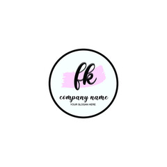 FK Initial handwriting logo template vector