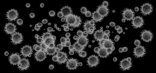 Virus, microbes, germes pathog&egrave;nes, fond noir