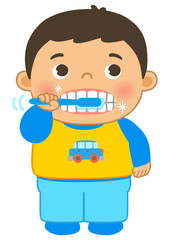 歯みがきをする幼児