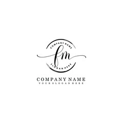 FM Initial handwriting logo template vector