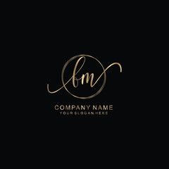 FM Initial handwriting logo template vector