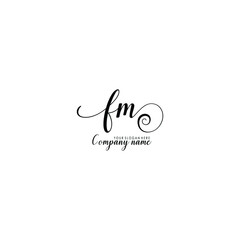 FM Initial handwriting logo template vector