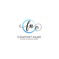 FN Initial handwriting logo template vector