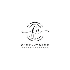 FN Initial handwriting logo template vector