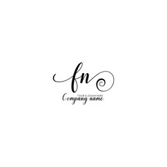 Obraz na płótnie Canvas FN Initial handwriting logo template vector