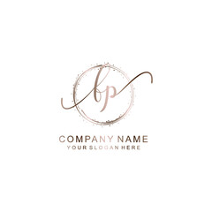 FP Initial handwriting logo template vector