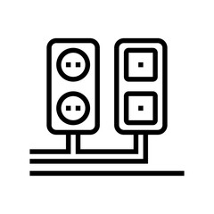 socket and antenna output installation line icon vector. socket and antenna output installation sign. isolated contour symbol black illustration