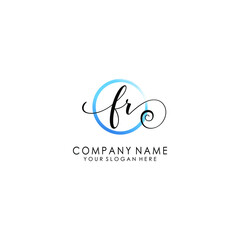 FR Initial handwriting logo template vector