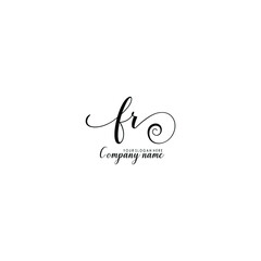 FR Initial handwriting logo template vector