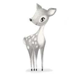 Cute funny cartoon deer on a white background. Illustration in children's style