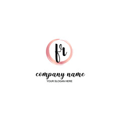 FR Initial handwriting logo template vector