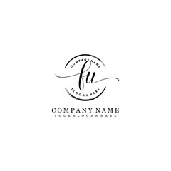 FU Initial handwriting logo template vector