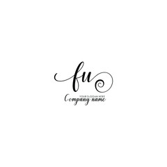 FU Initial handwriting logo template vector