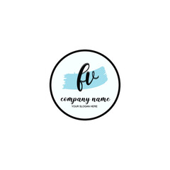 FV Initial handwriting logo template vector