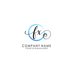 FX Initial handwriting logo template vector