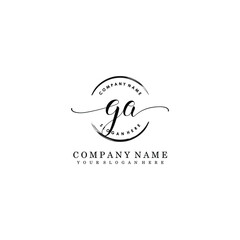 GA Initial handwriting logo template vector
