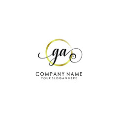 GA Initial handwriting logo template vector
