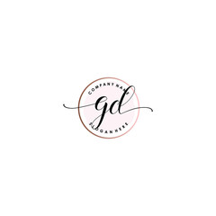 GD Initial handwriting logo template vector
