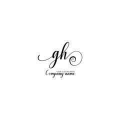 GH Initial handwriting logo template vector
