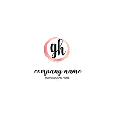 GH Initial handwriting logo template vector
