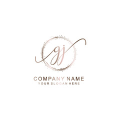 GJ Initial handwriting logo template vector