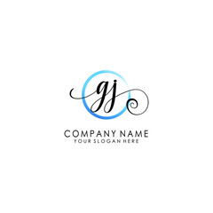 GJ Initial handwriting logo template vector